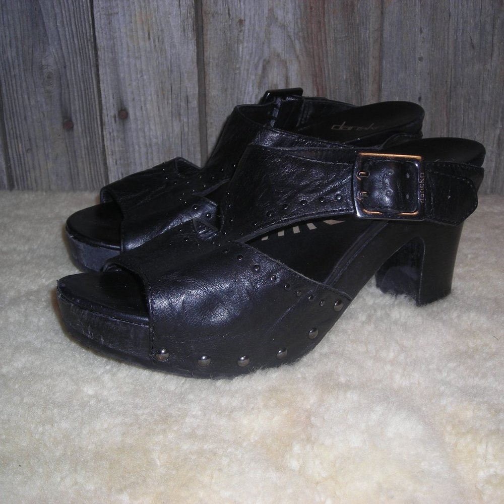 Dansko Ripley Black Studded Platform Sandal Mule